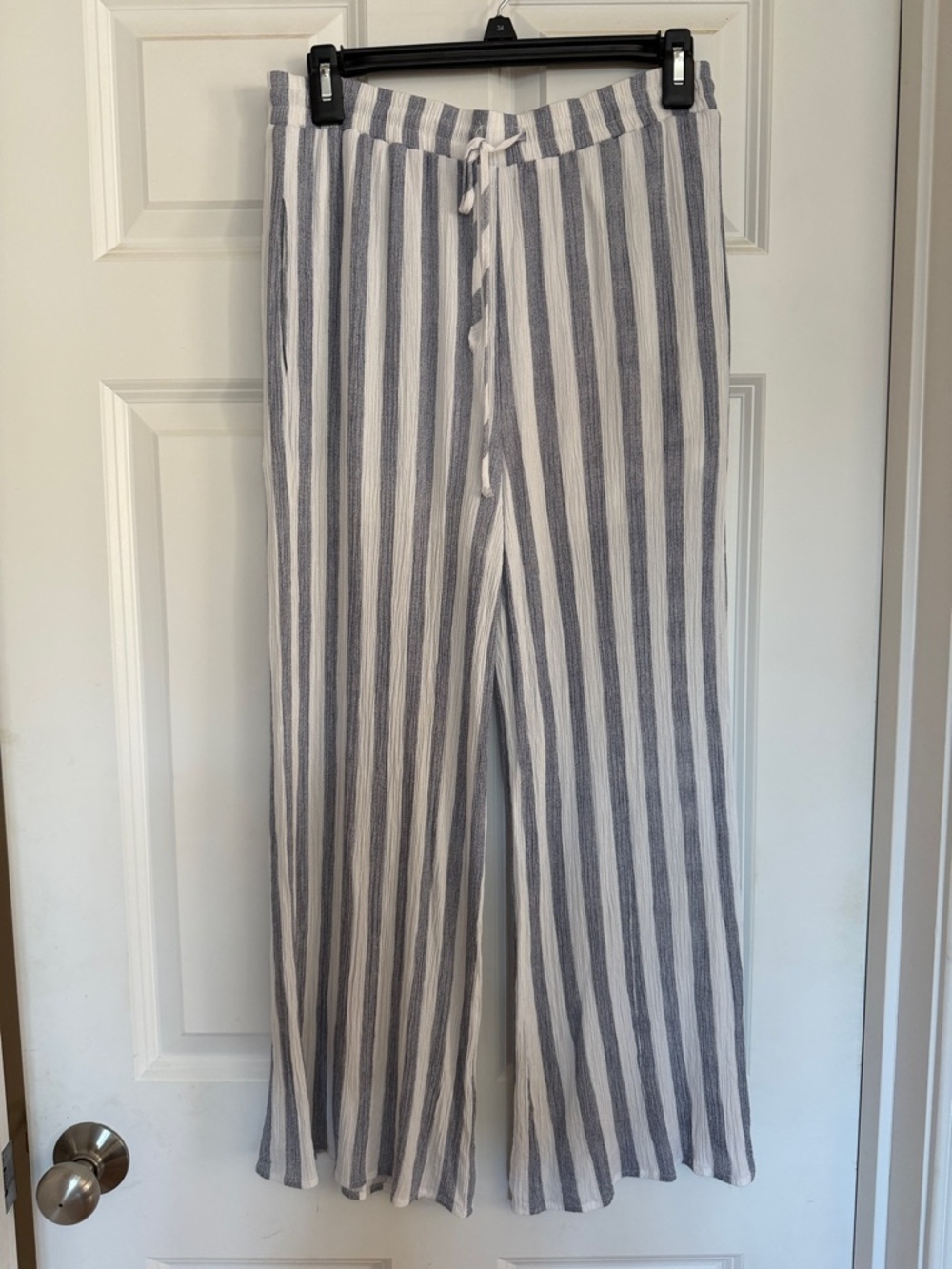 Lined Striped Wide Leg Pants